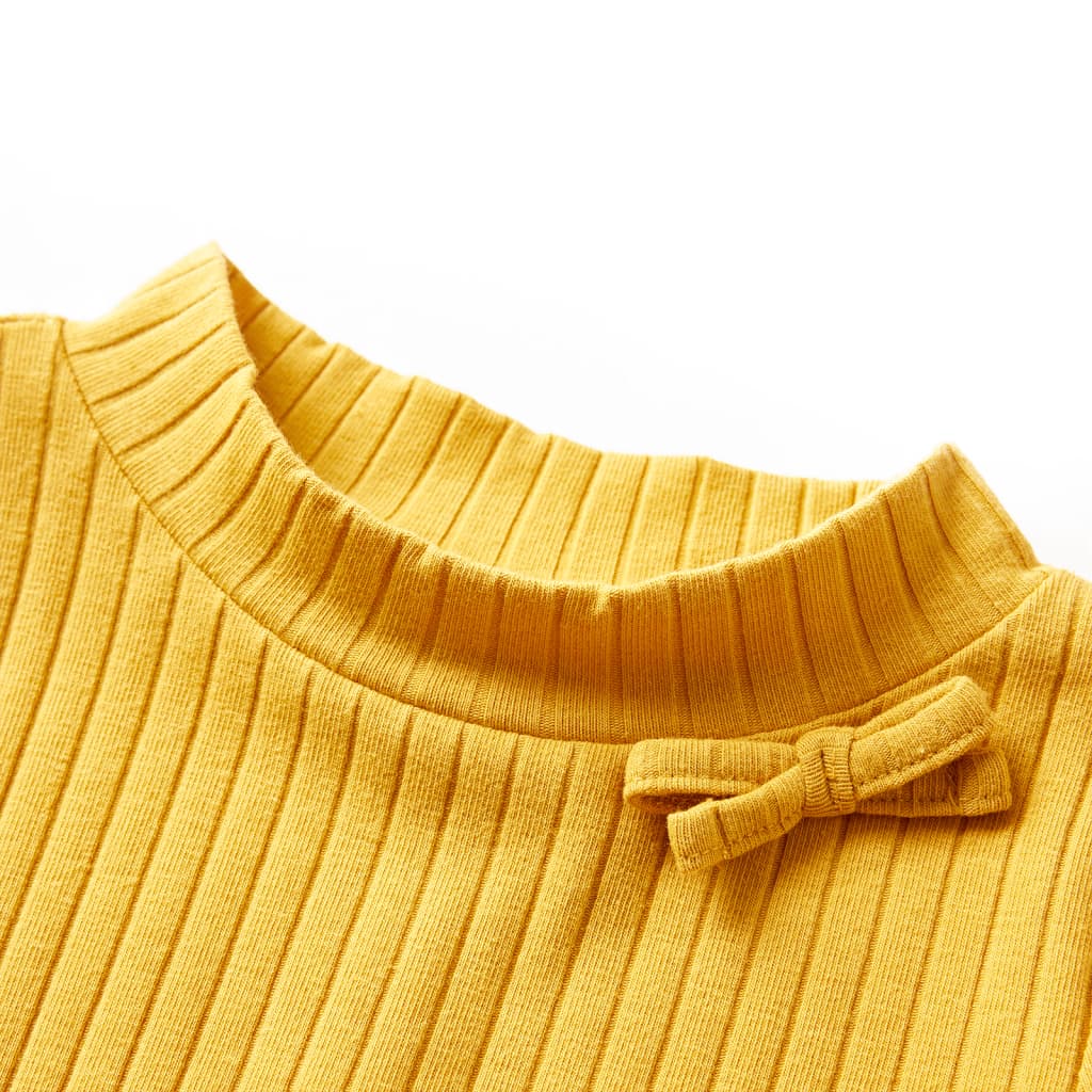 Vidaxl kindershirt met lange mouwen geribd 128 donker okerkleurig