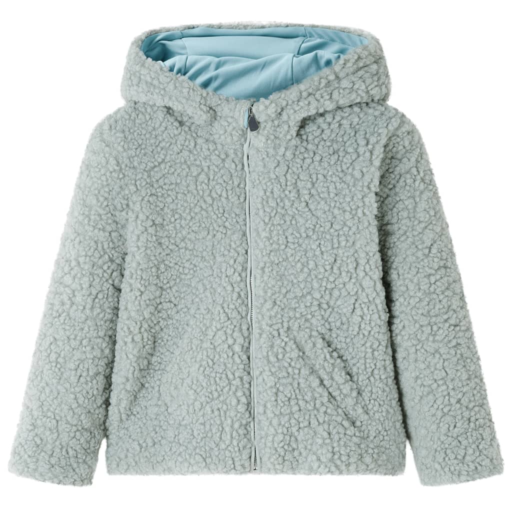 Vidaxl kinderjas met capuchon teddy 104 kunstvacht mintgroen
