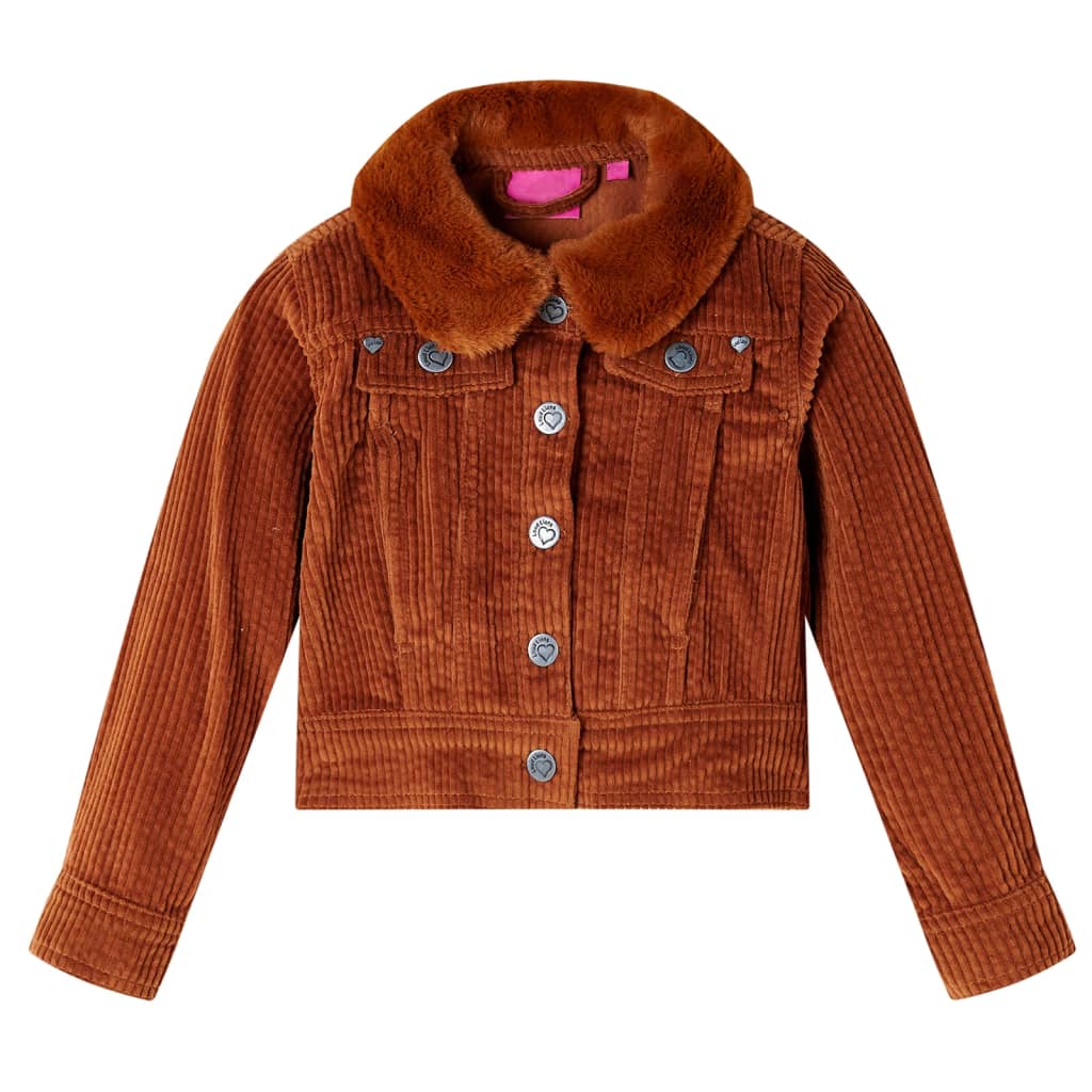 Vidaxl kinderjas 92 ribfluweel cognackleurig