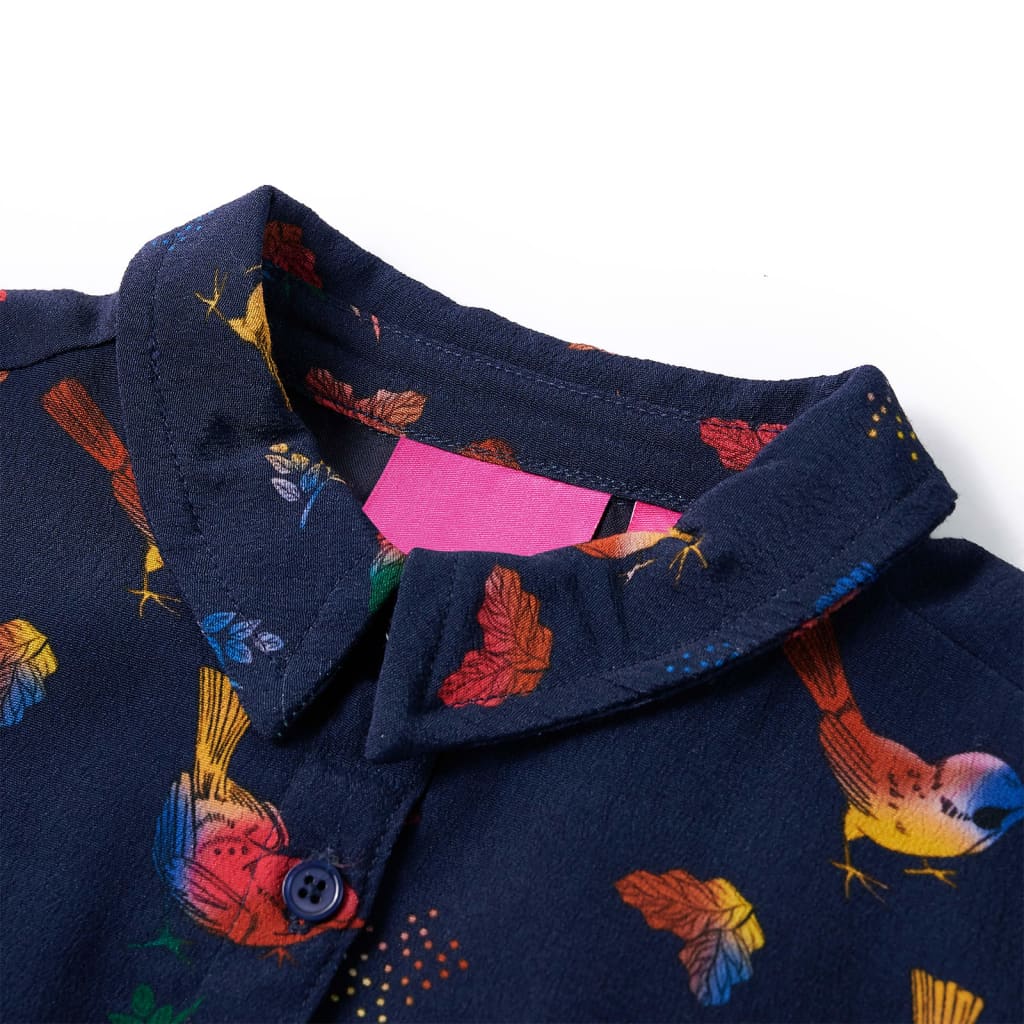 Vidaxl kinderjurk met lange mouwen 128 marineblauw