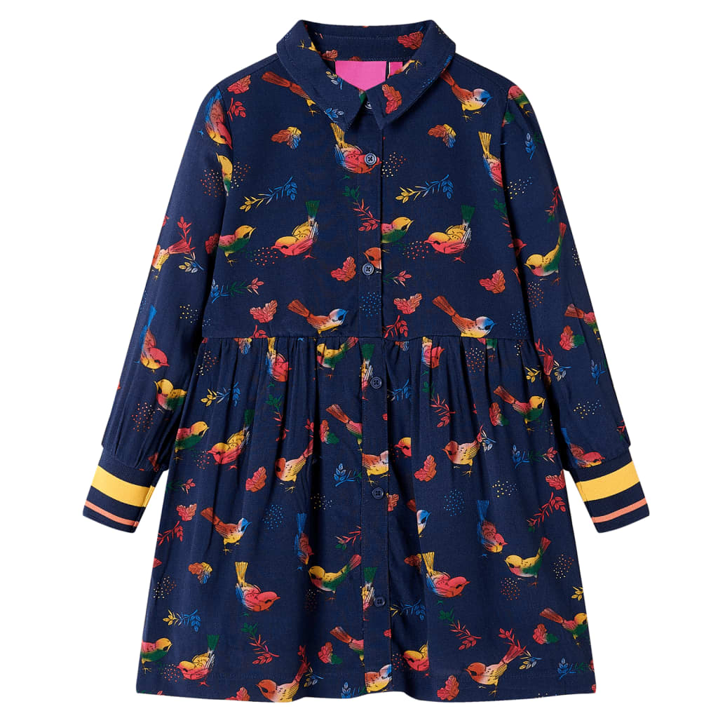 Vidaxl kinderjurk met lange mouwen 140 marineblauw