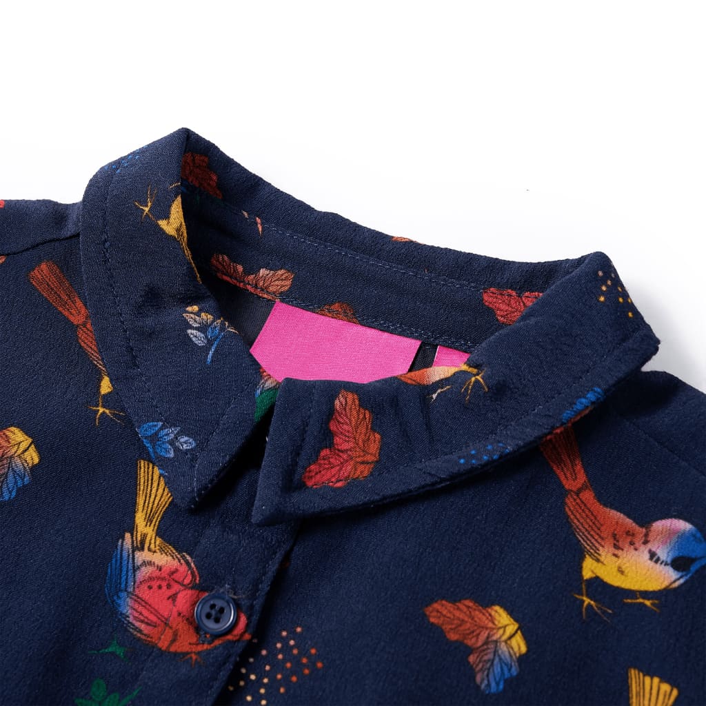Vidaxl kinderjurk met lange mouwen 140 marineblauw