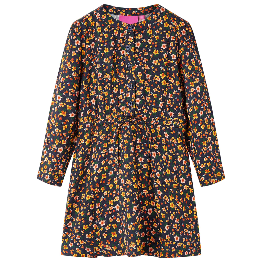 Vidaxl kinderjurk met lange mouwen 104 marineblauw