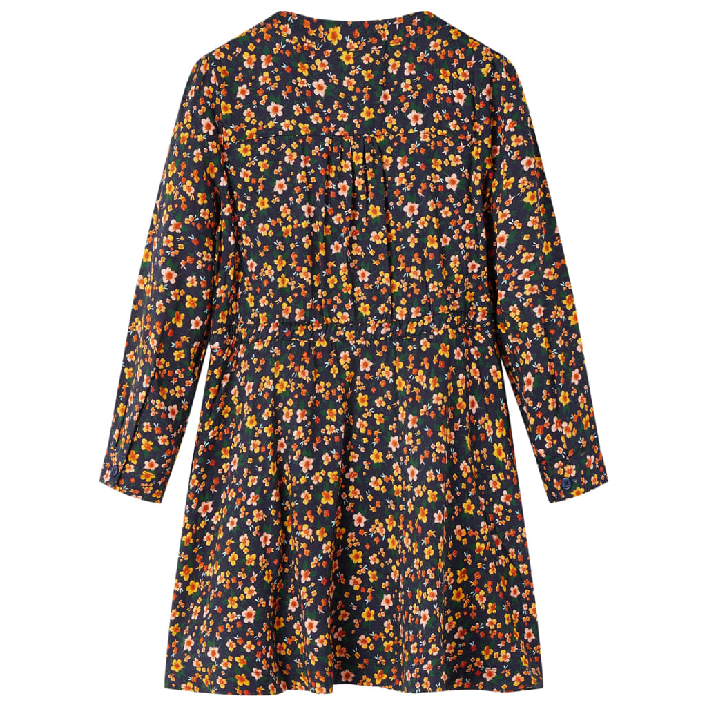 Vidaxl kinderjurk met lange mouwen 116 marineblauw
