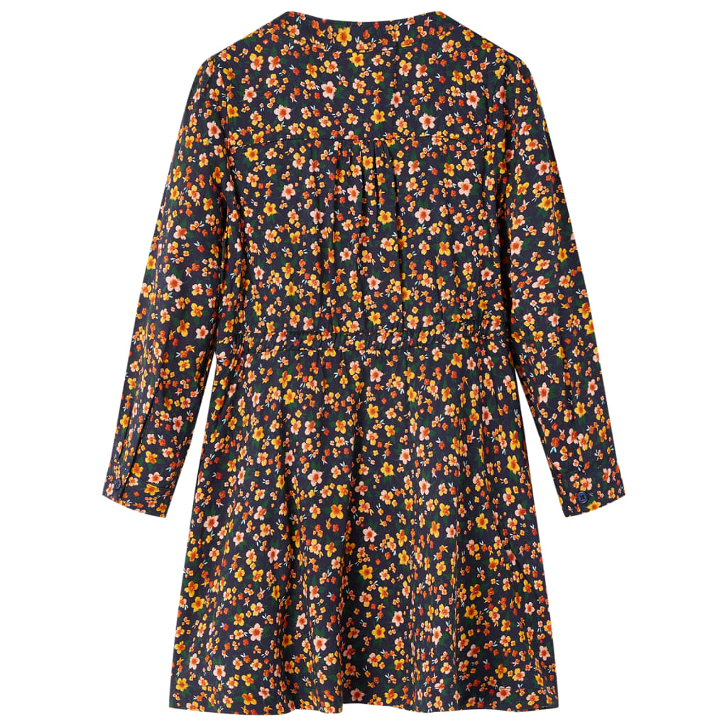 Vidaxl kinderjurk met lange mouwen 140 marineblauw