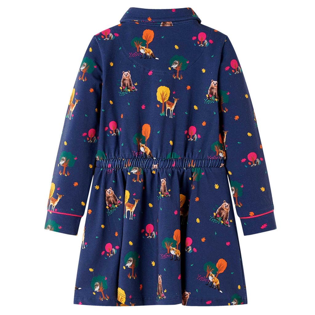 Vidaxl kinderjurk lange mouwen en trekkoord 116 marineblauw