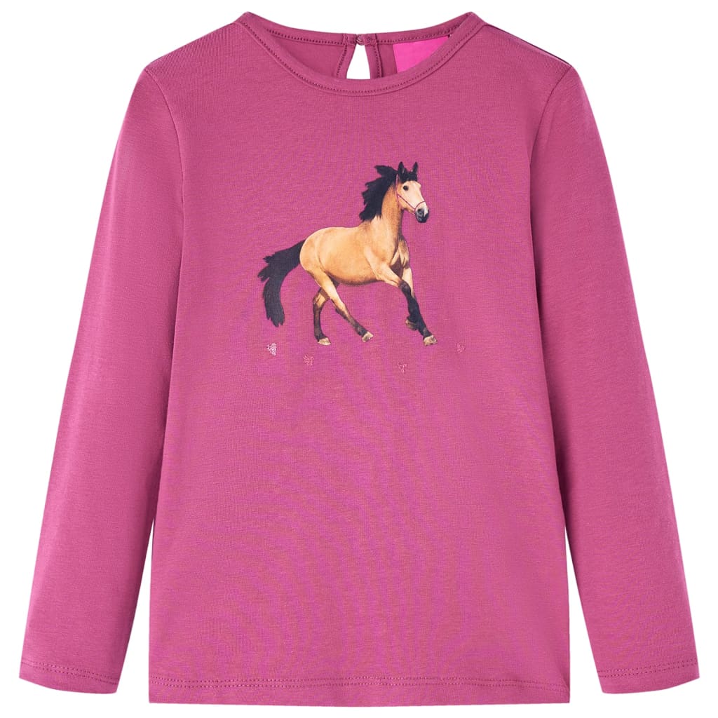 Vidaxl kindershirt met lange mouwen 92 frambooskleurig
