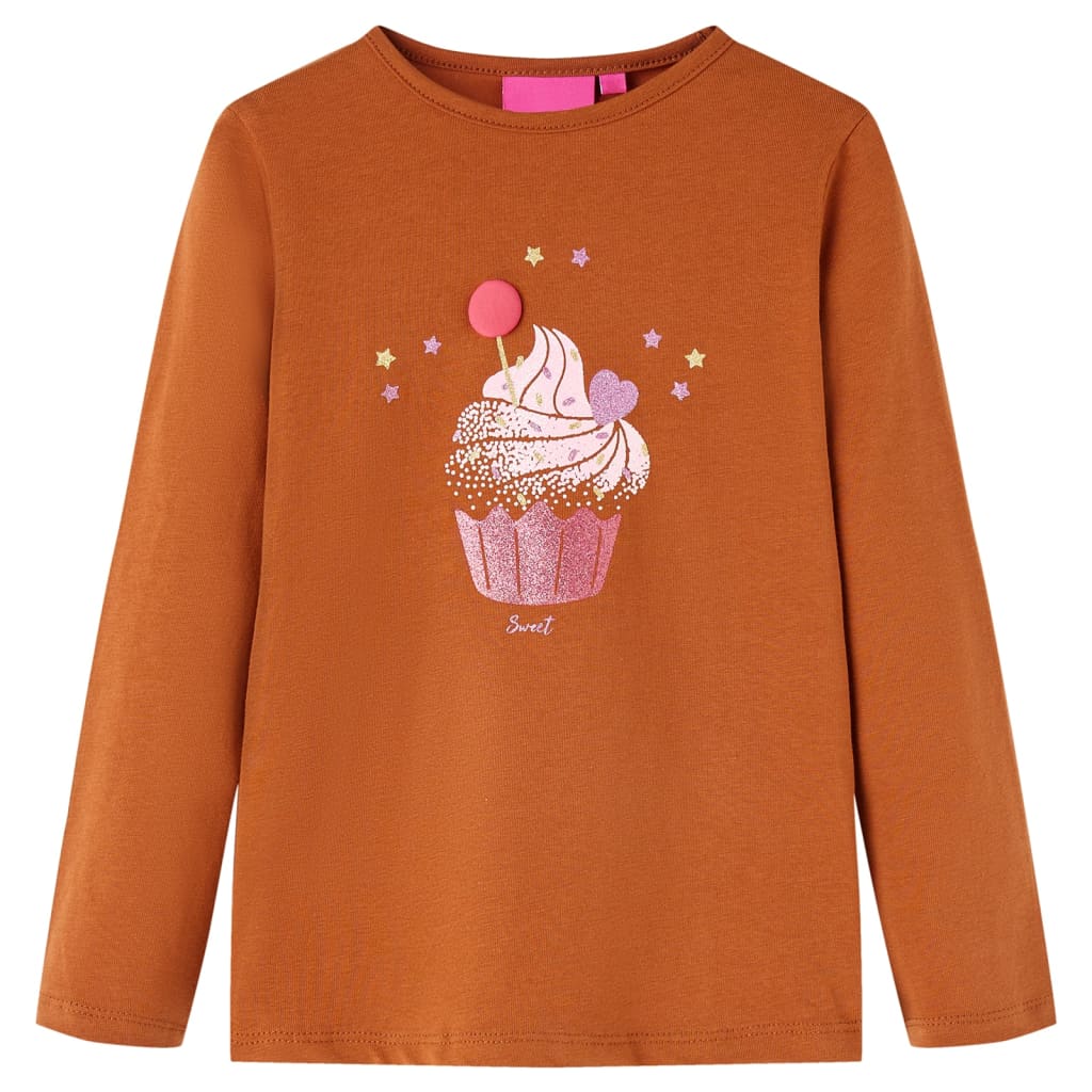 Vidaxl kindershirt met lange mouwen 92 cognackleurig