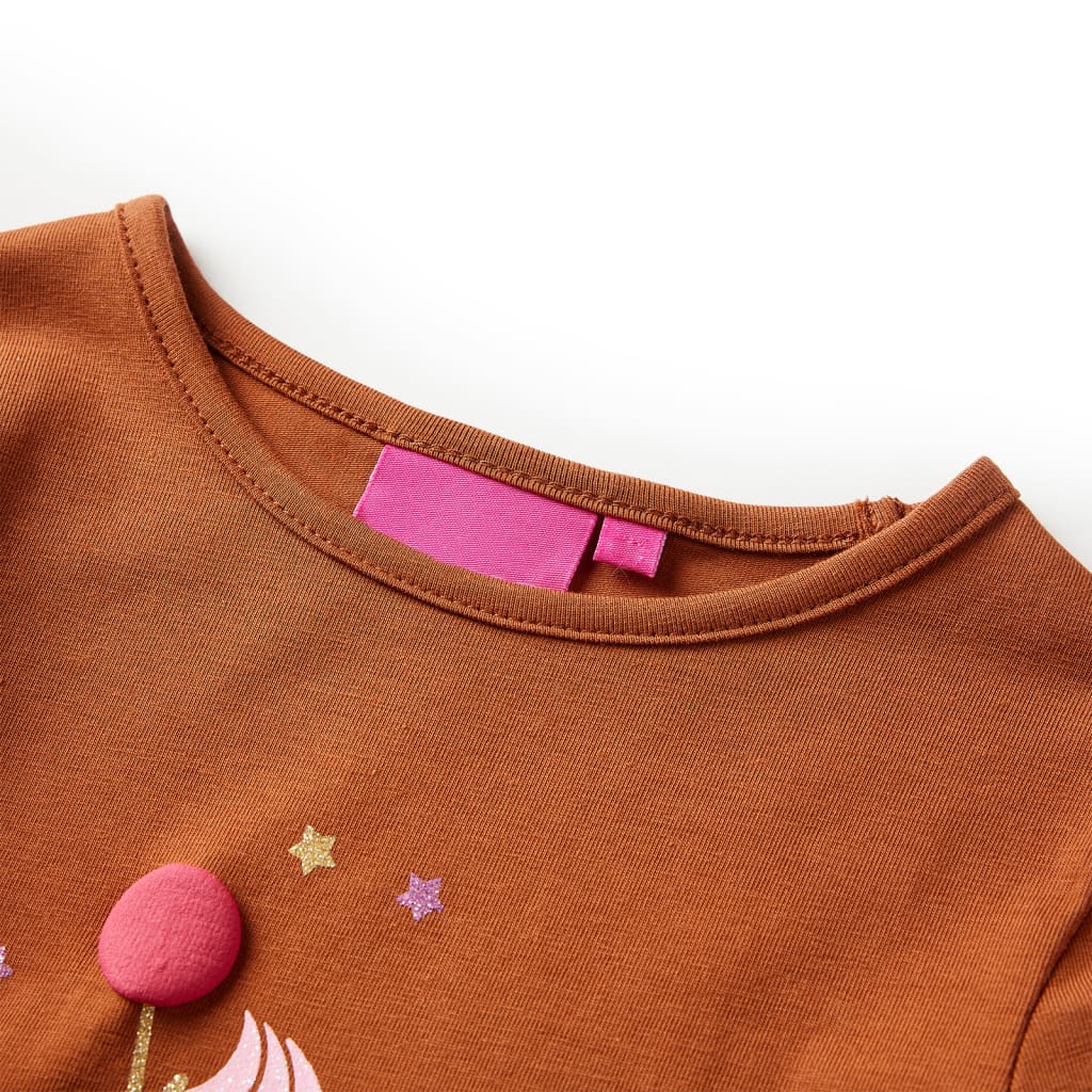 Vidaxl kindershirt met lange mouwen 92 cognackleurig