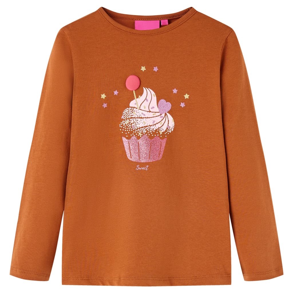 Vidaxl kindershirt met lange mouwen 116 cognackleurig