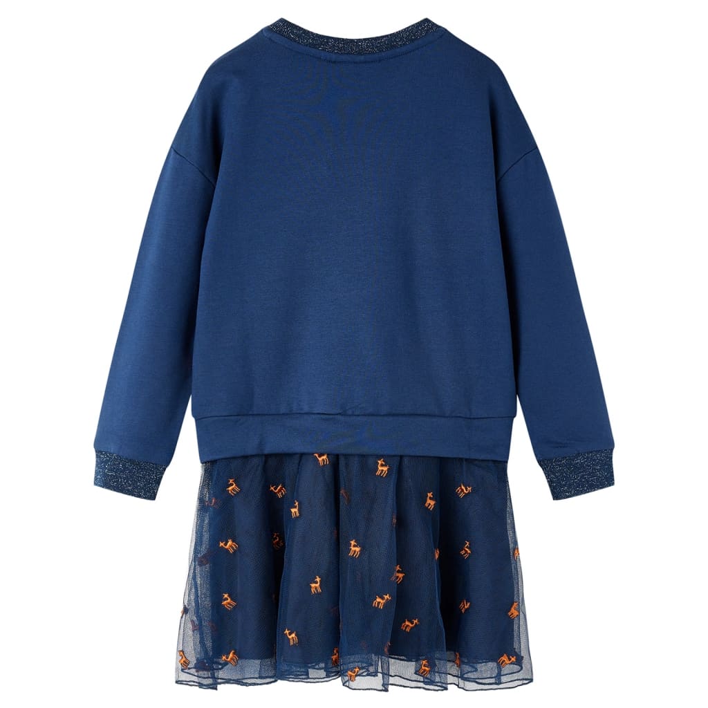 Vidaxl kinderjurk met lange mouwen 92 marineblauw