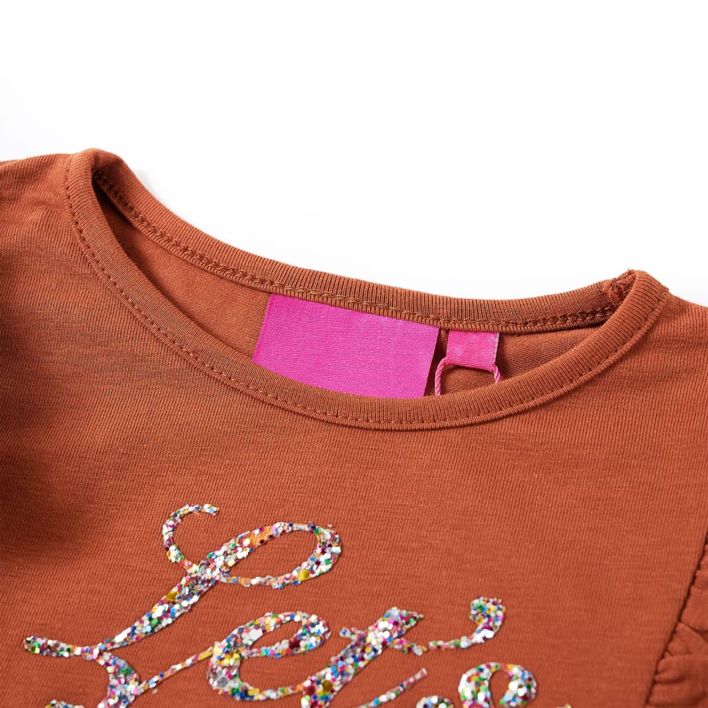Vidaxl kindershirt met lange mouwen 128 cognackleurig