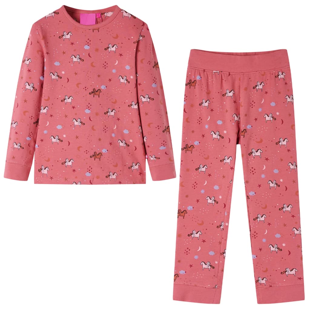 Vidaxl kinderpyjama met lange mouwen 128 oudroze