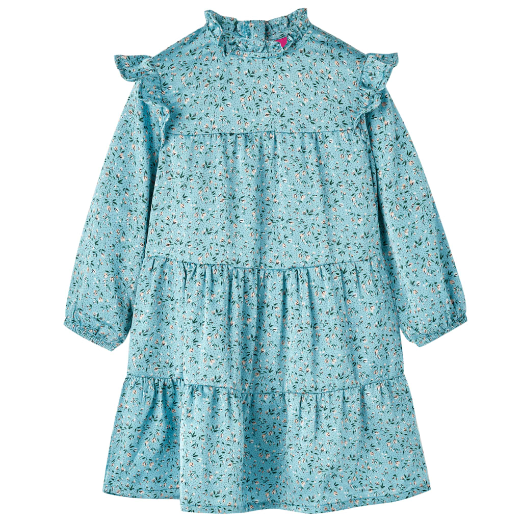 Vidaxl kinderjurk met lange mouwen 104 blauw