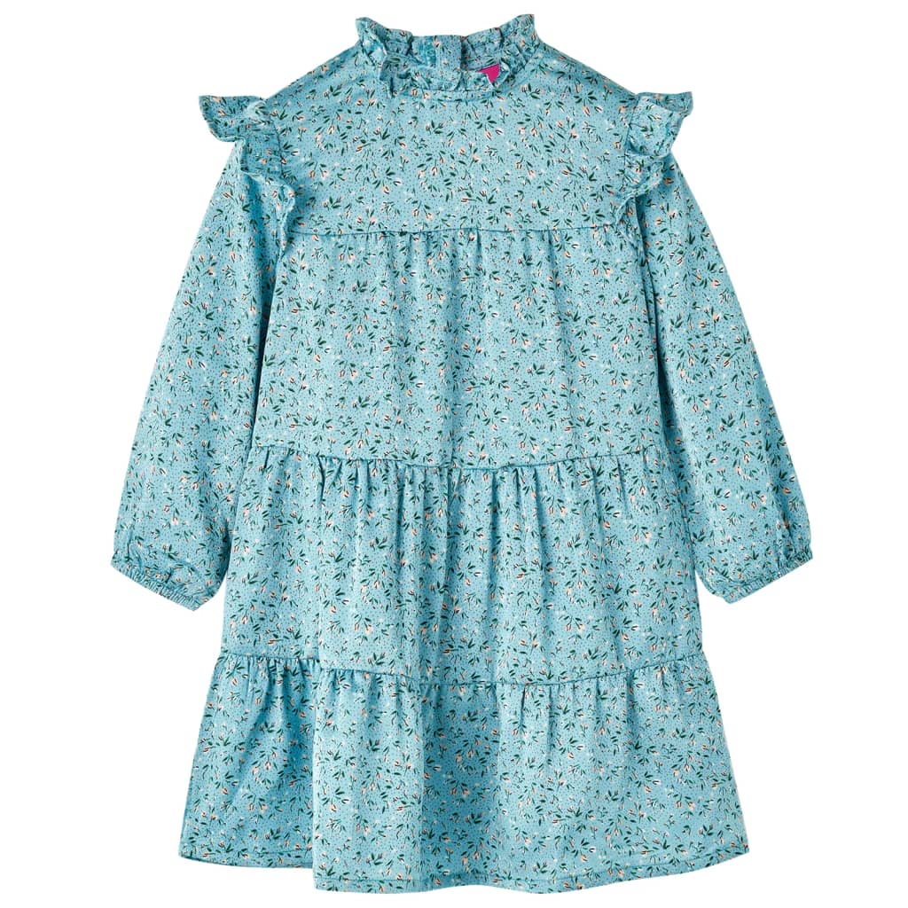 Vidaxl kinderjurk met lange mouwen 140 blauw
