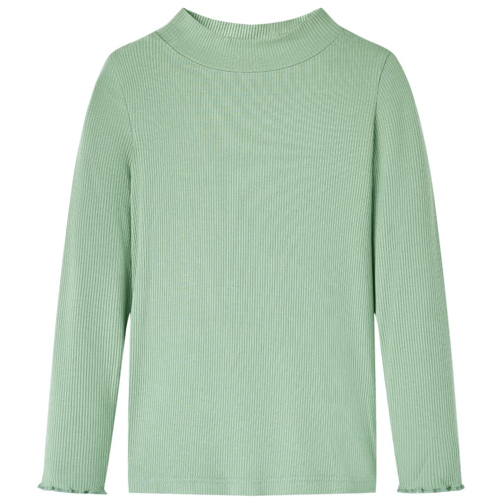 VidaXL Kindershirt met lange mouwen lage col 116 donkermintkleurig