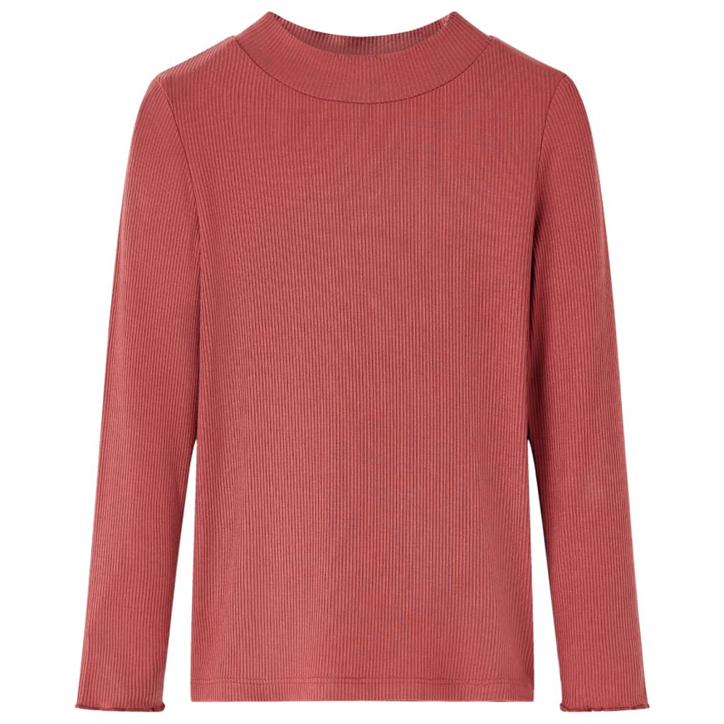 VidaXL Kindershirt met lange mouwen en lage kleur 128 roodbruin