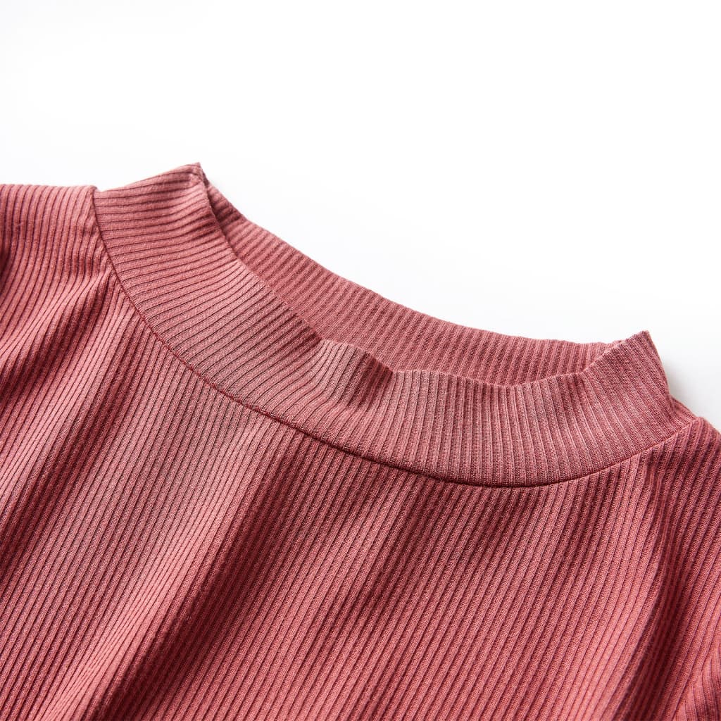VidaXL Kindershirt met lange mouwen en lage kleur 128 roodbruin