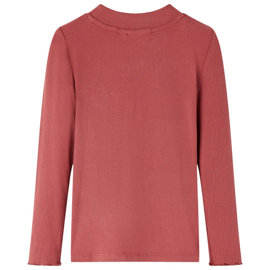 Vidaxl kindershirt met lange mouwen en lage col 140 roodbruin
