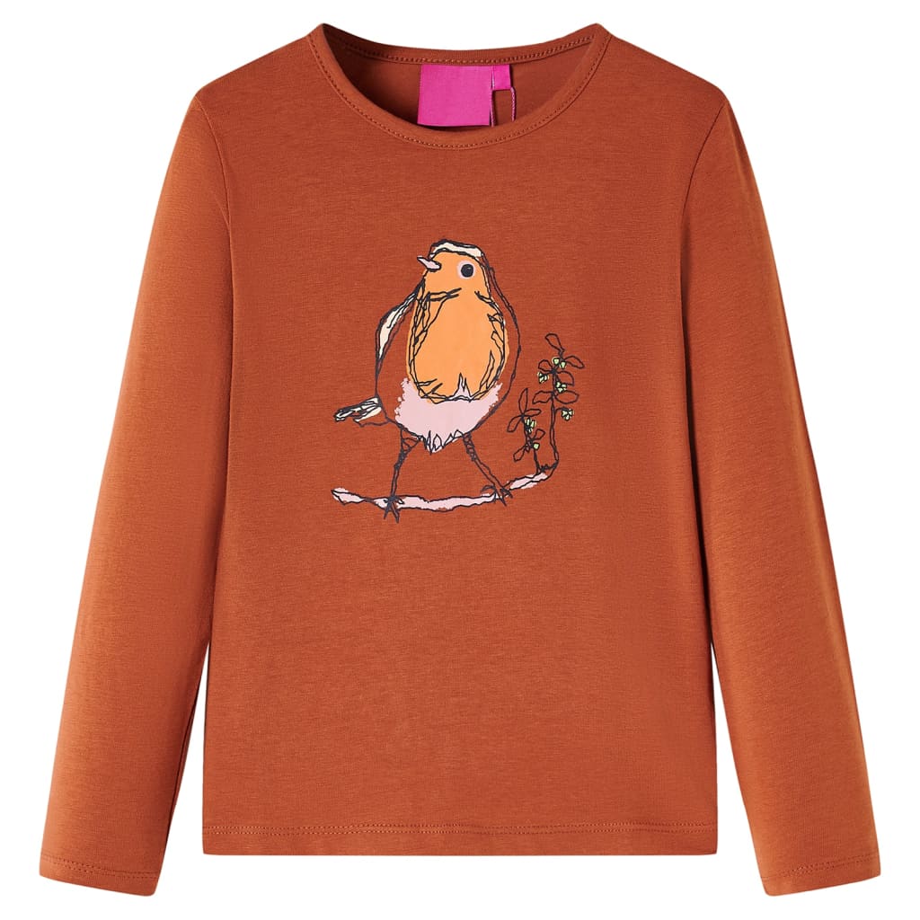 Vidaxl kindershirt met lange mouwen 140 cognackleurig