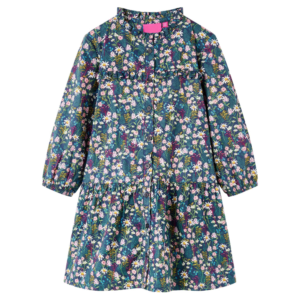 Vidaxl kinderjurk met lange mouwen 128 donkerblauw