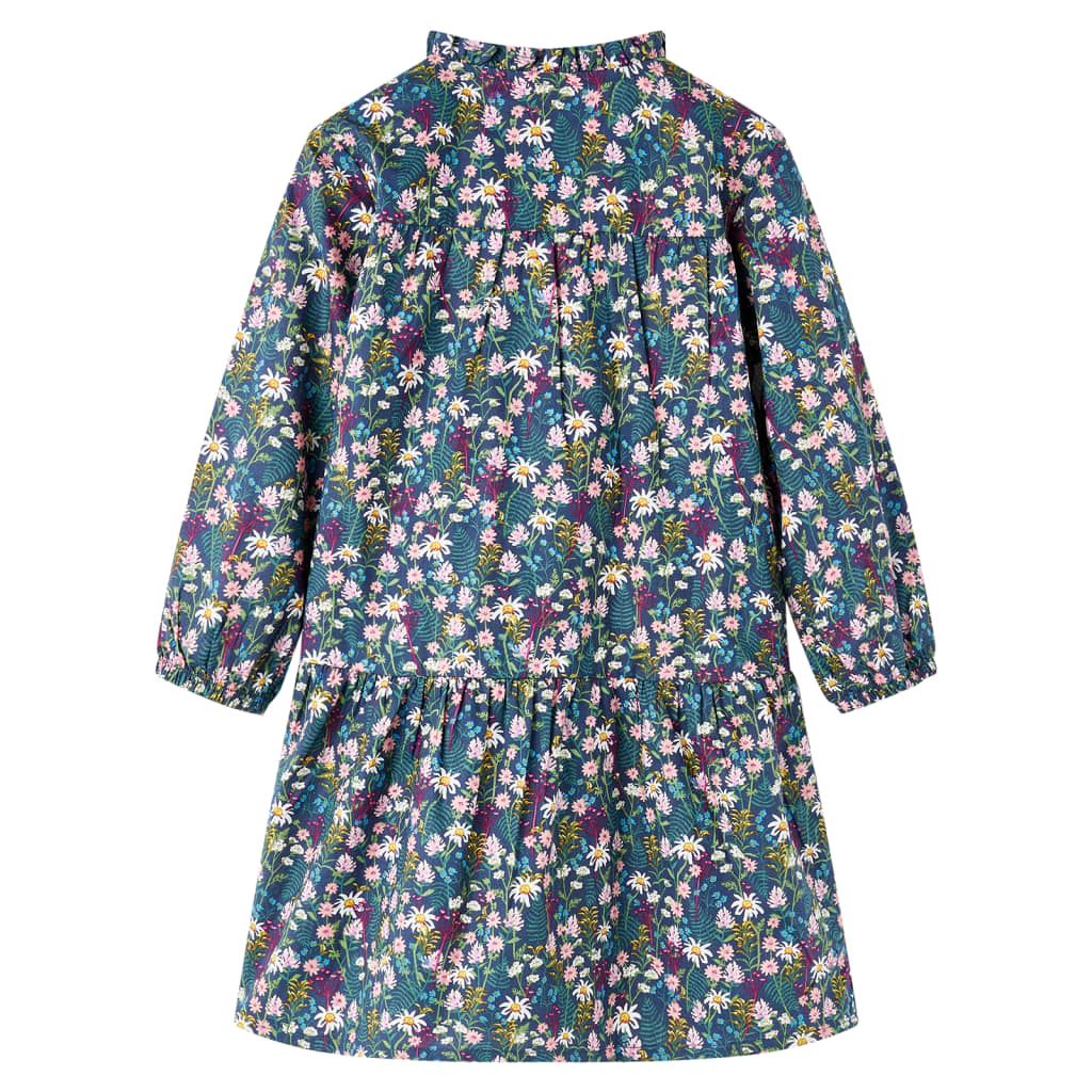 Vidaxl kinderjurk met lange mouwen 128 donkerblauw
