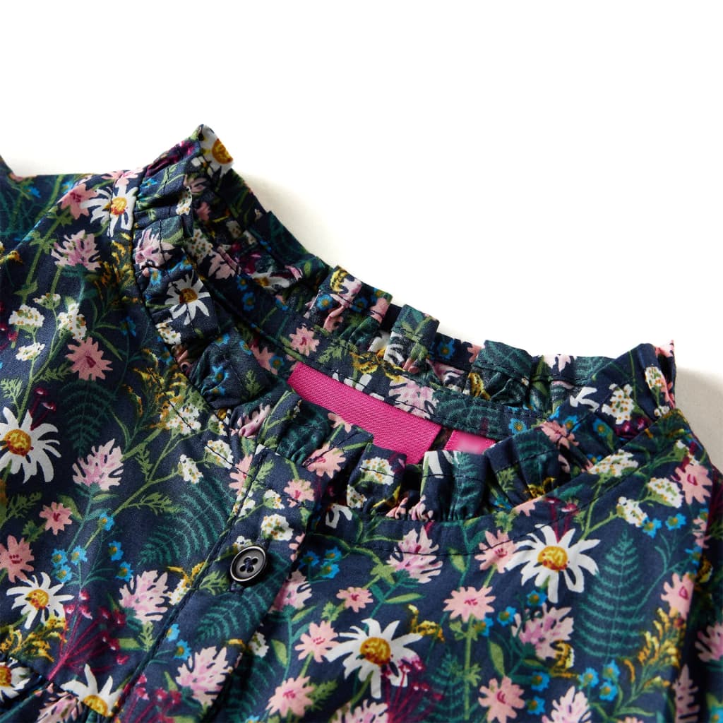 Vidaxl kinderjurk met lange mouwen 128 donkerblauw