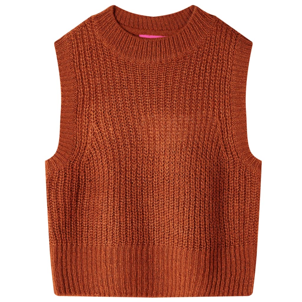 Vidaxl kinderspencer gebreid 128 cognackleurig