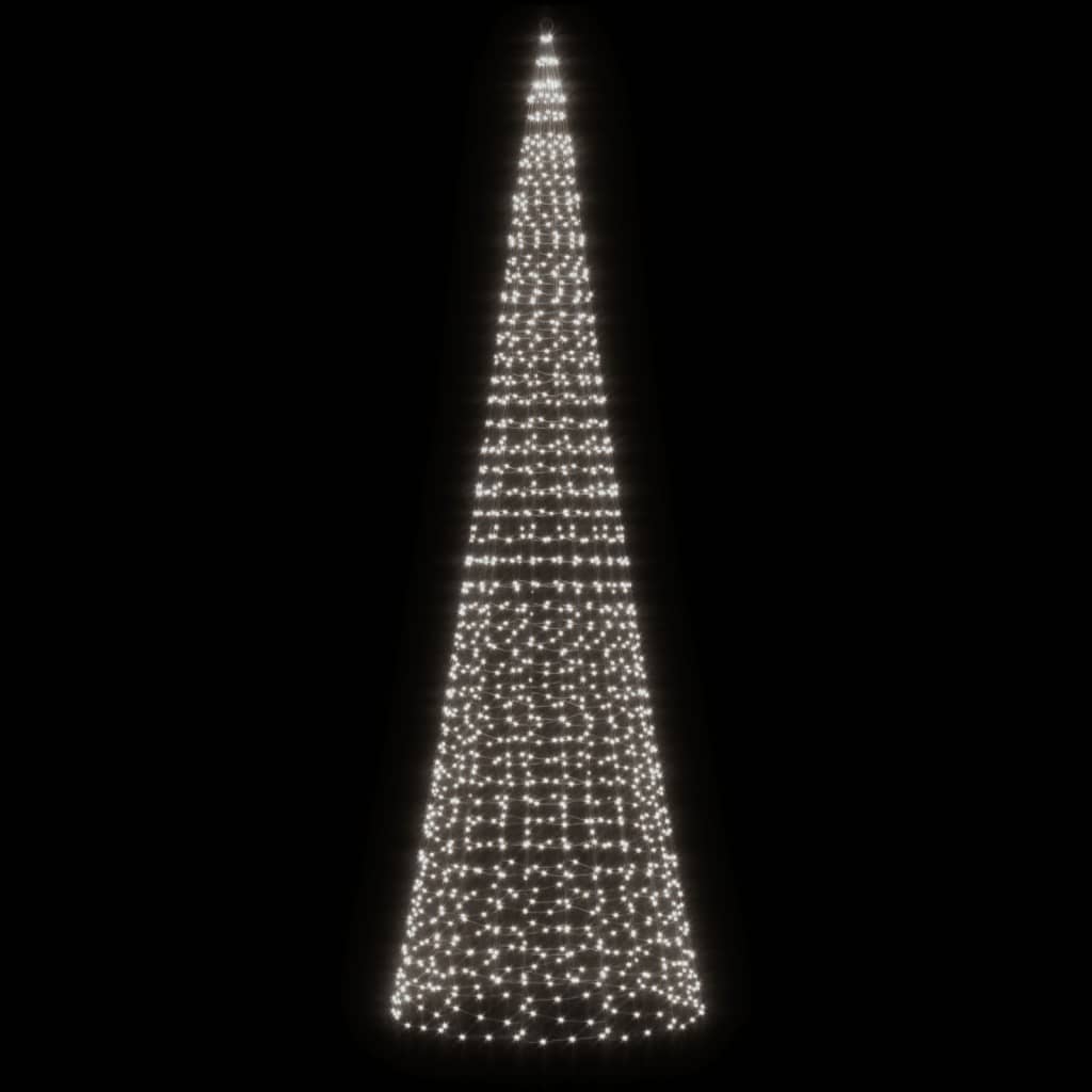 Vidaxl led-kerstboom aan vlaggenmast 1534 leds koud wit 500 cm