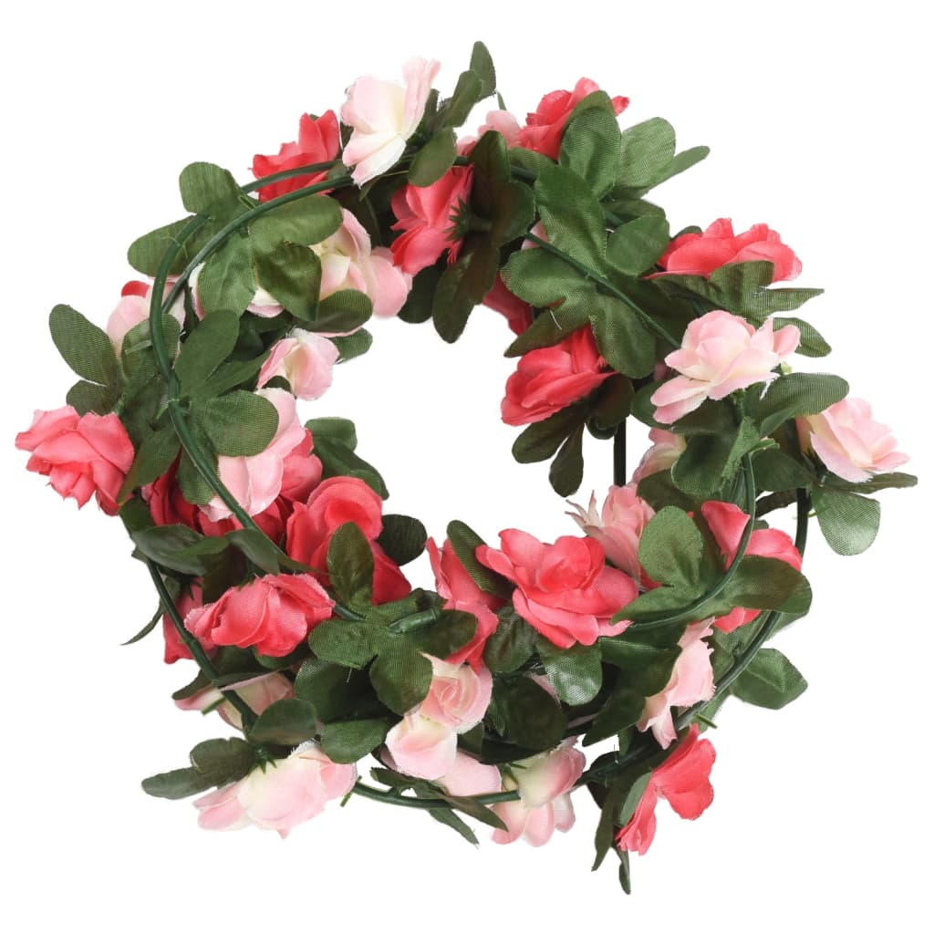 Vidaxl kerstslingers met bloemen 6 st 250 cm lente roze