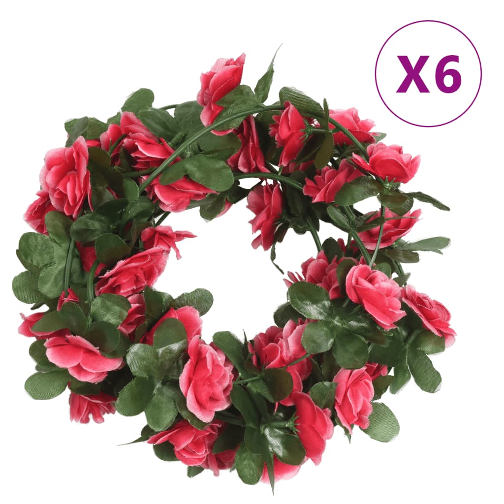 Vidaxl bloemenslingers 6 st 250 cm lente rozerood