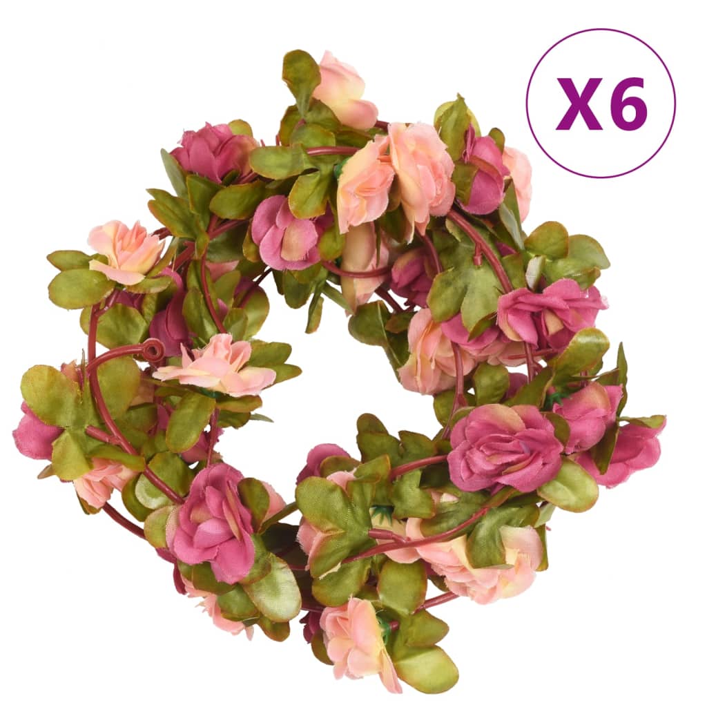Vidaxl bloemenslingers 6 st 250 cm rozerood