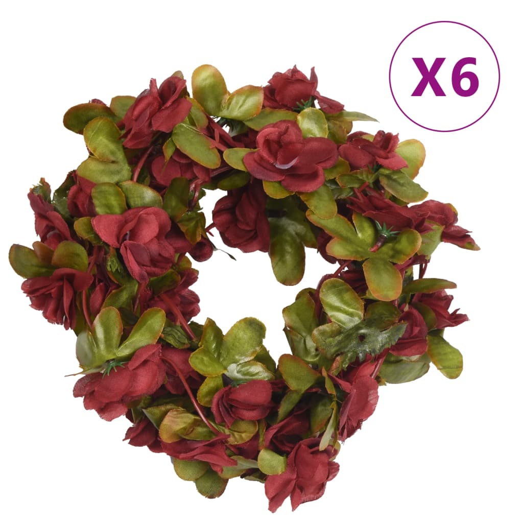 Vidaxl bloemenslingers 6 st 250 cm wijnrood