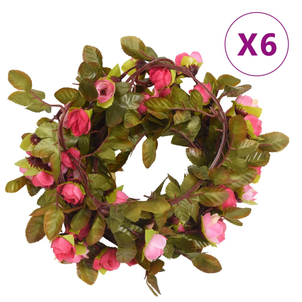 Vidaxl bloemenslingers 6 st 215 cm rozenroze