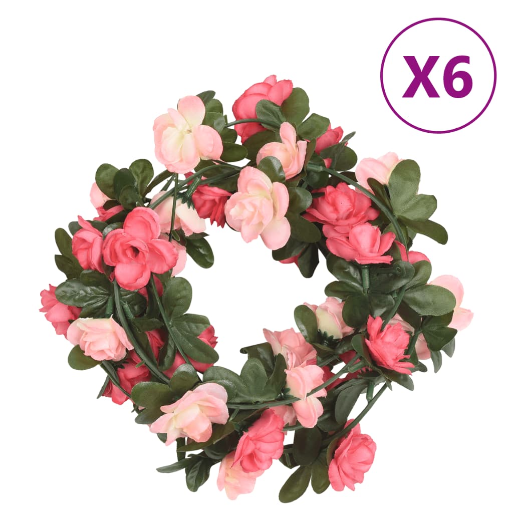 Vidaxl kerstslingers met bloemen 6 st 240 cm roze