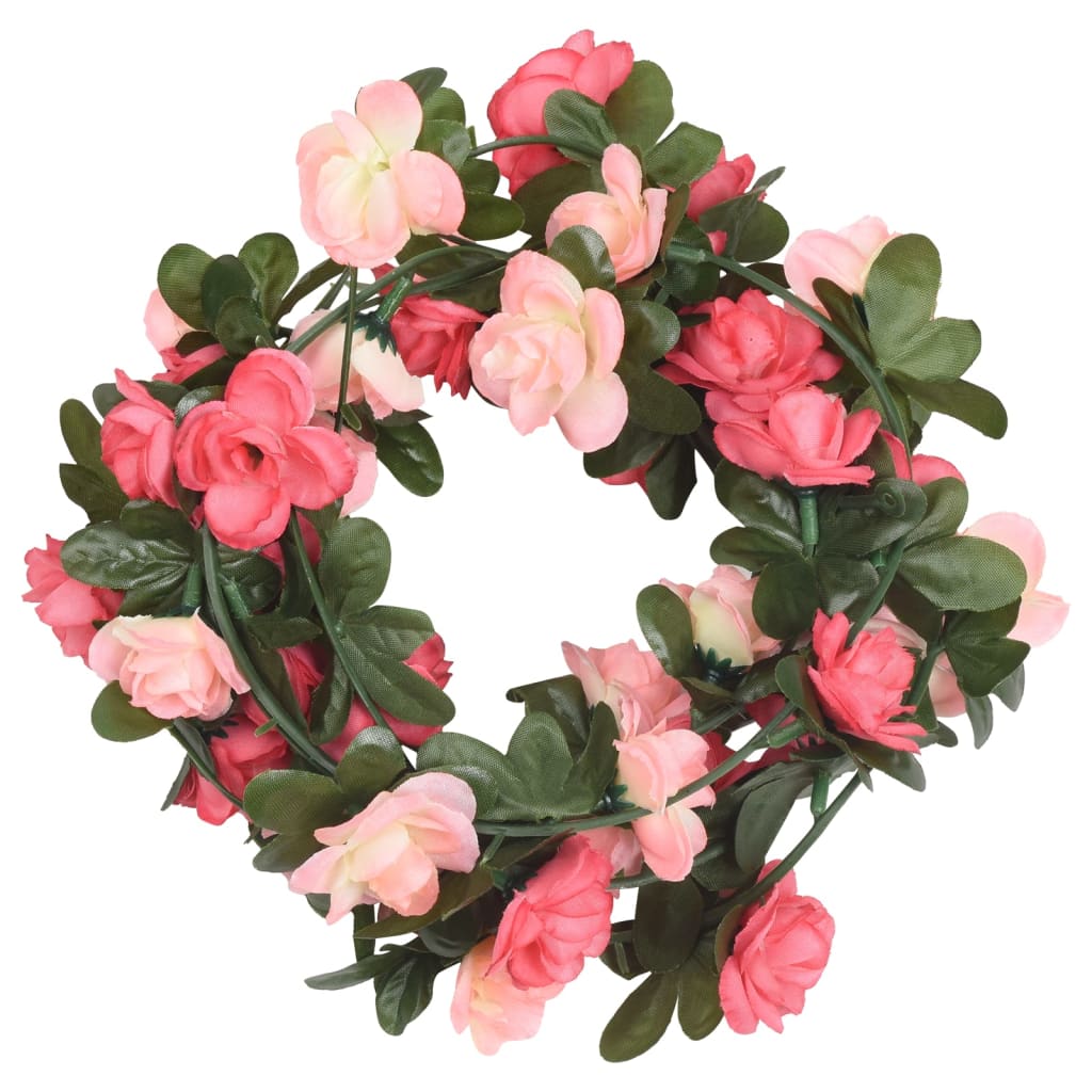 Vidaxl kerstslingers met bloemen 6 st 240 cm roze