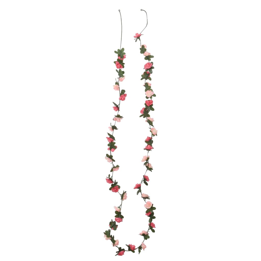 Vidaxl kerstslingers met bloemen 6 st 240 cm roze