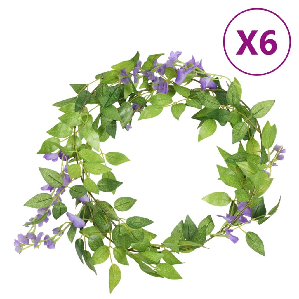 Vidaxl bloemenslingers 6 st 200 cm paars