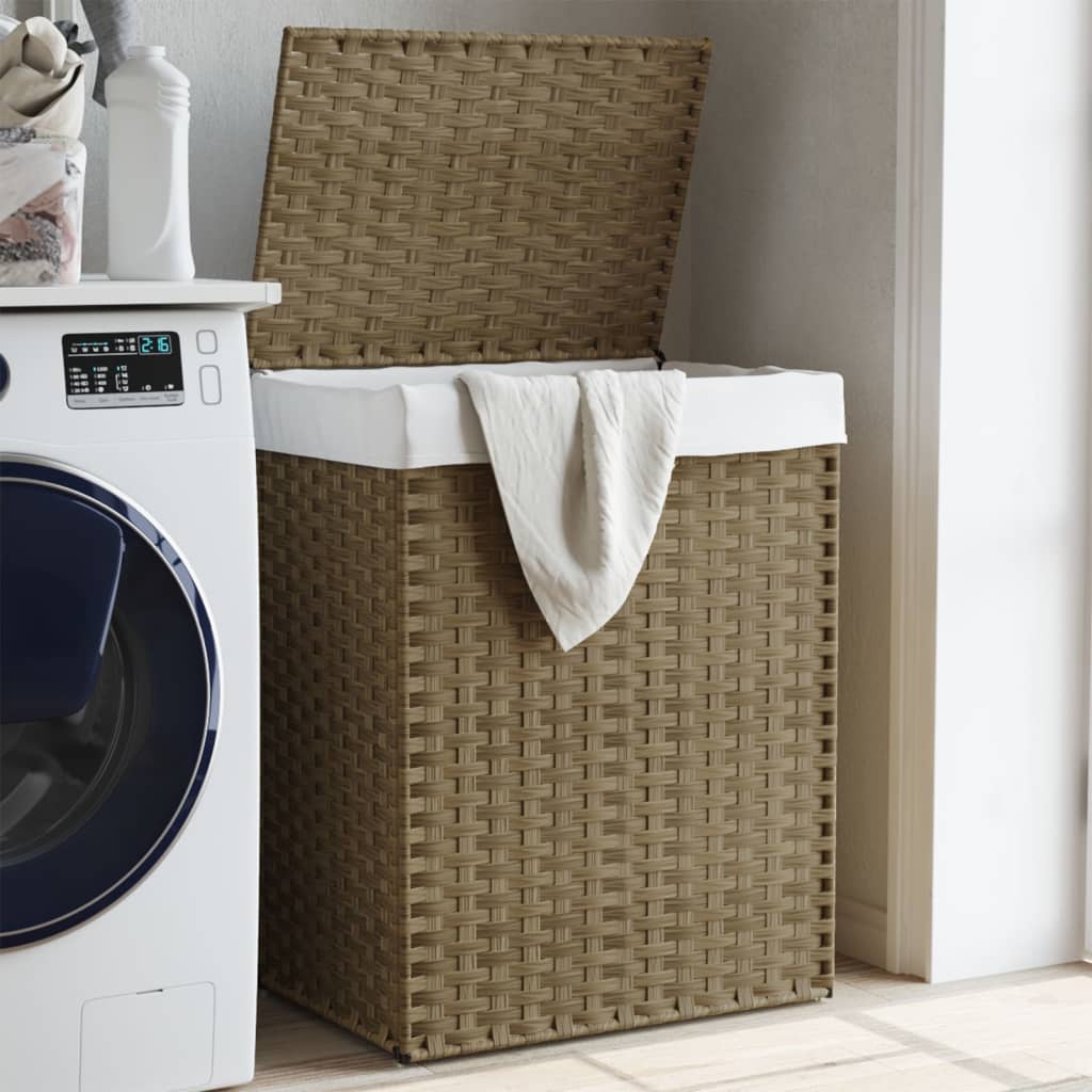 Vidaxl wasmand met deksel 46x33x60 cm poly rotan