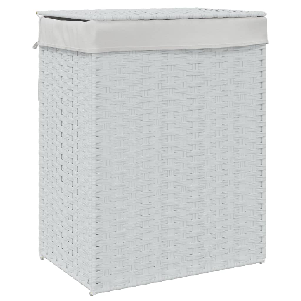 Vidaxl wasmand met deksel 46x33x60 cm poly rotan wit