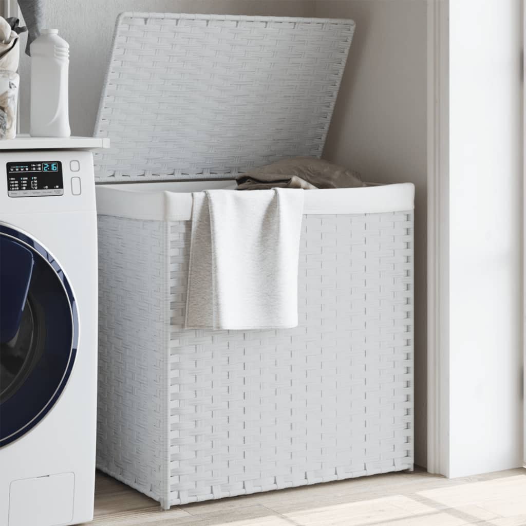Vidaxl wasmand met 2 vakken 53x35x57 cm poly rotan wit