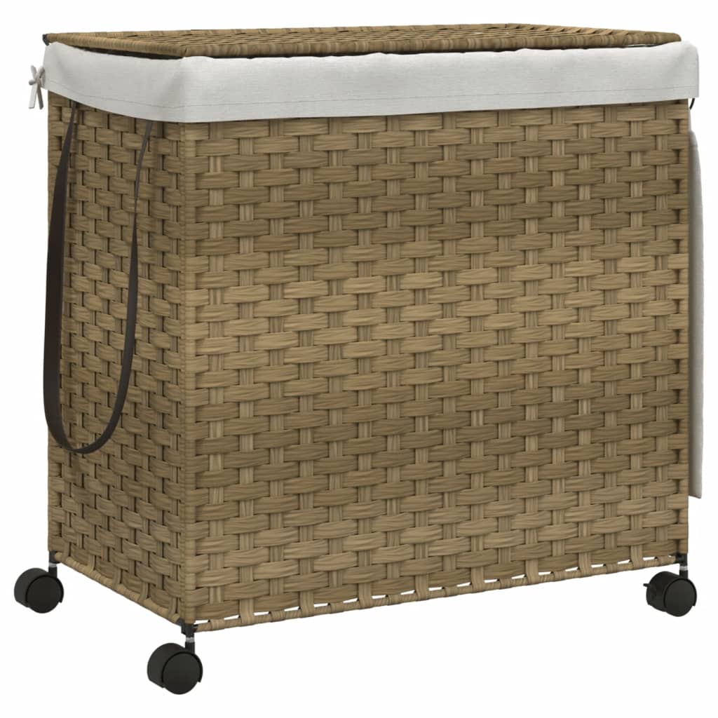 Vidaxl wasmand op wielen 60x35x60,5 cm rotan