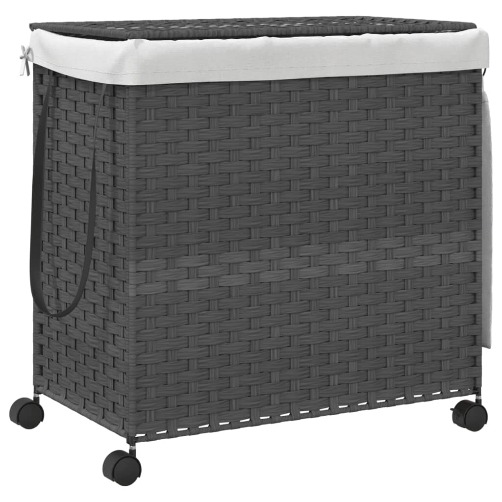Vidaxl wasmand op wielen 60x35x60,5 cm rotan grijs