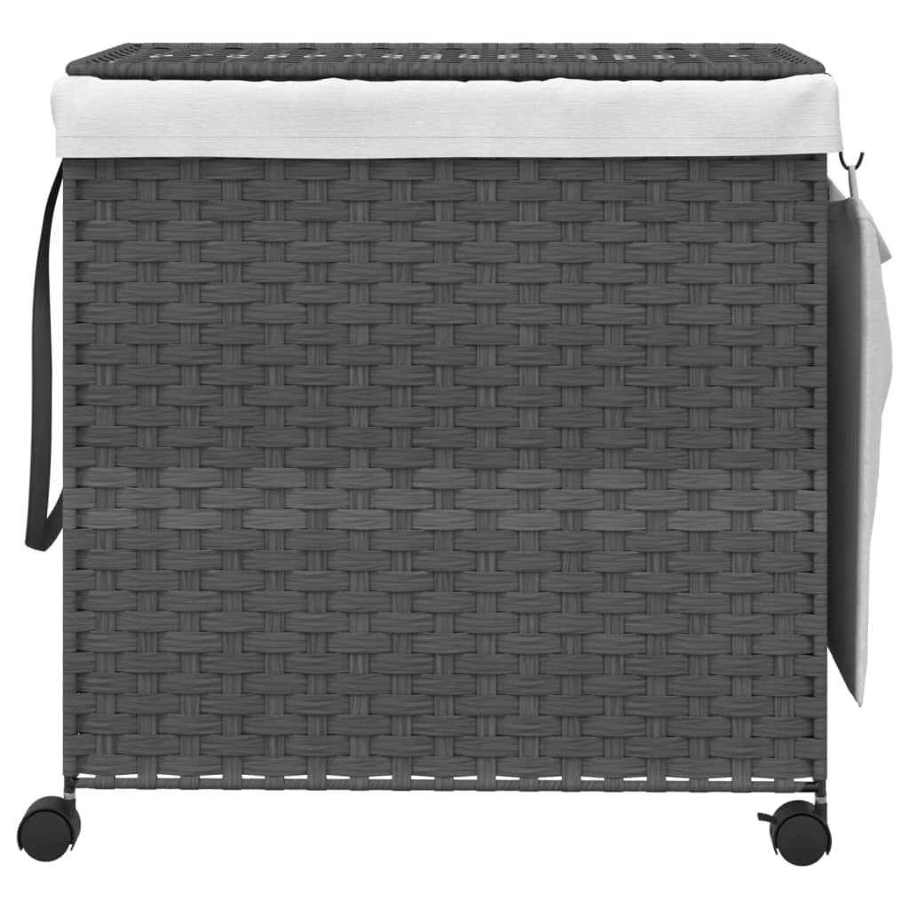 Vidaxl wasmand op wielen 60x35x60,5 cm rotan grijs
