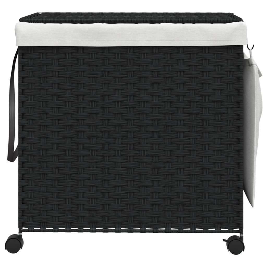 Vidaxl wasmand op wielen 60x35x60,5 cm rotan zwart