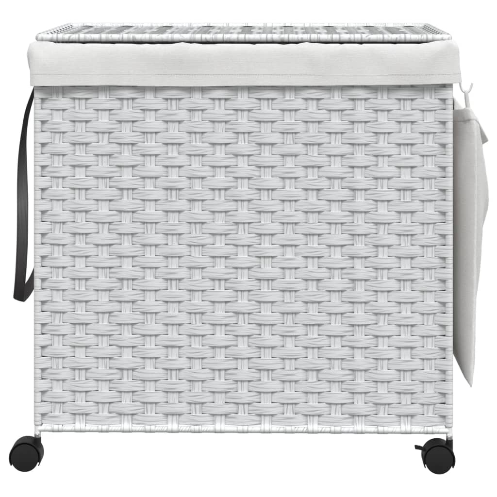 Vidaxl wasmand op wielen 60x35x60,5 cm rotan wit
