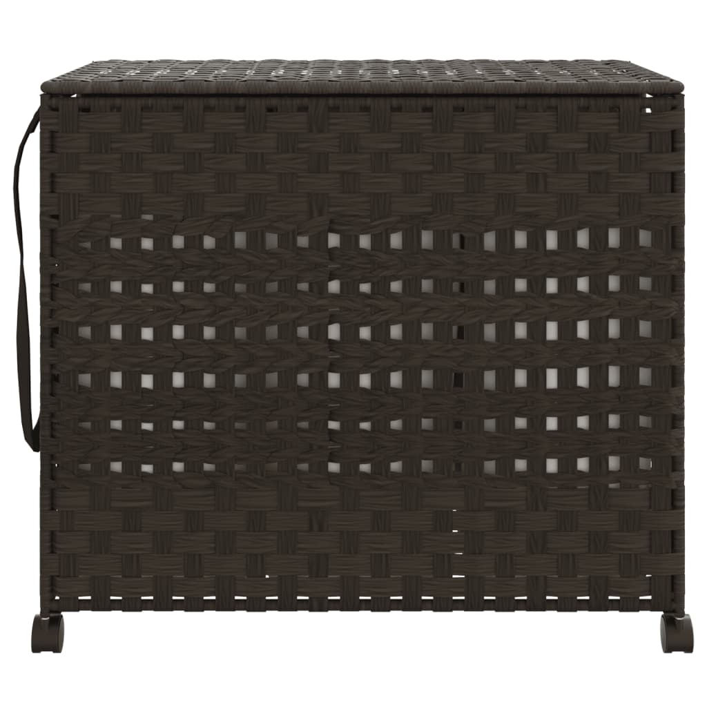 Vidaxl wasmand op wielen 66x35x60 cm rotan donkerbruin