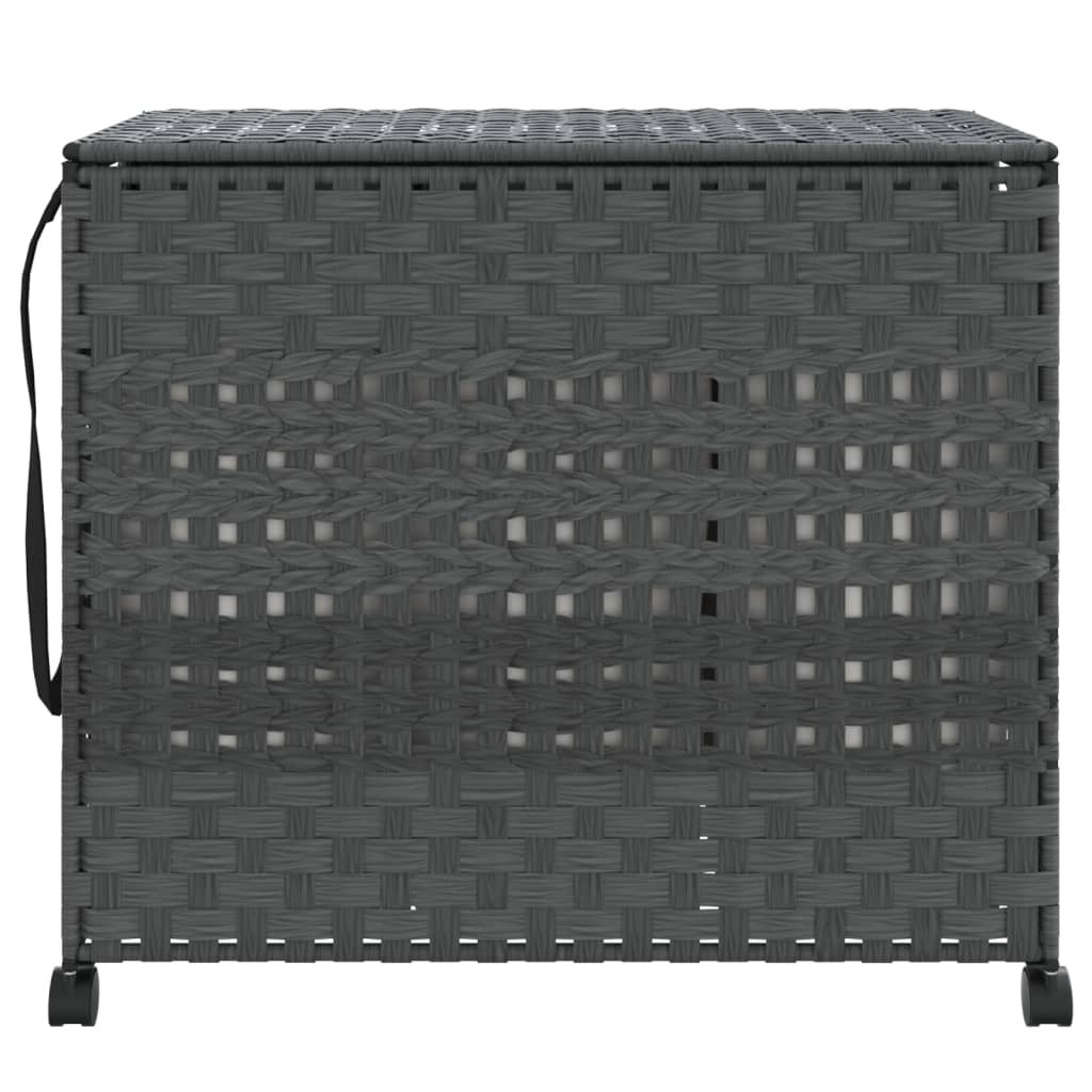 Vidaxl wasmand op wielen 66x35x60 cm rotan grijs