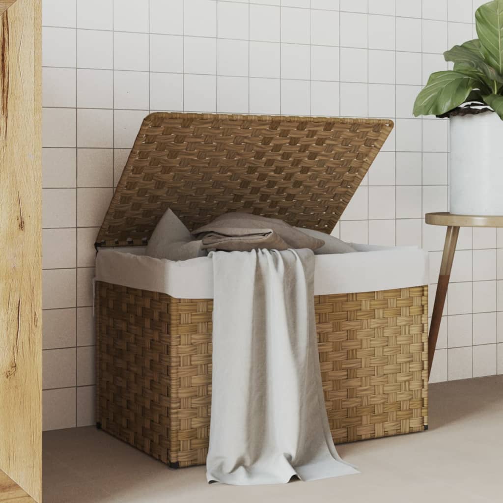 Vidaxl wasmand met deksel 55,5x35x34 cm poly rotan