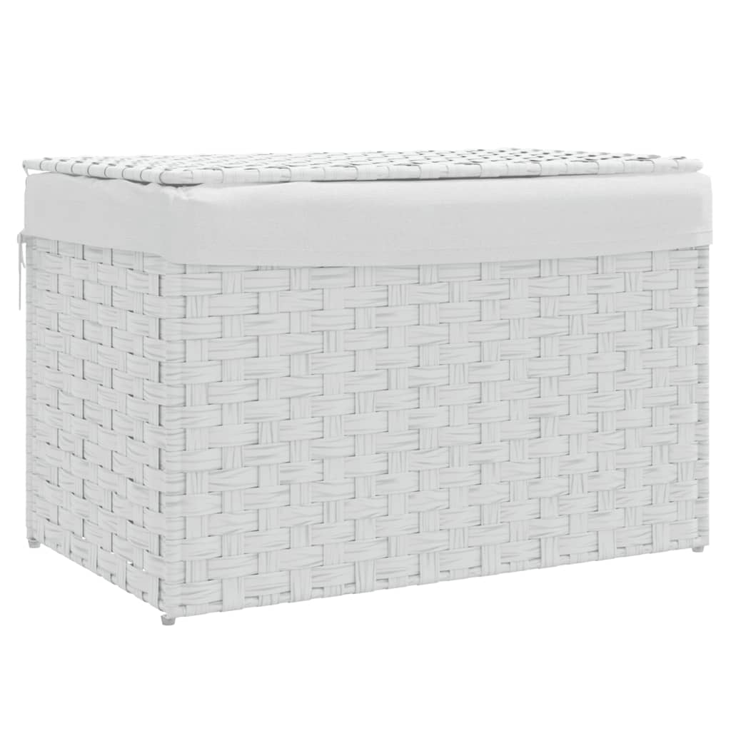Vidaxl wasmand met deksel 55,5x35x34 cm poly rotan wit